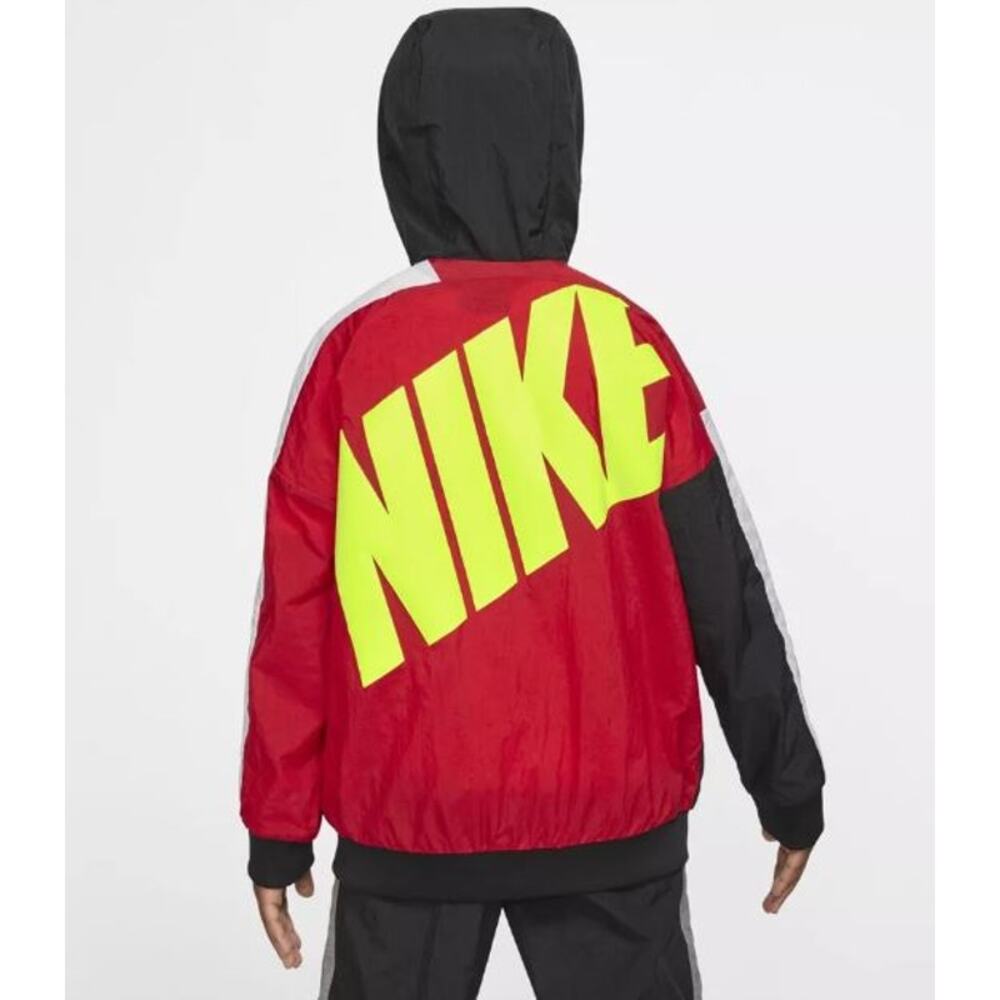 Nike Sportswear Full Zip Hooded Windbreaker Jacket Black Red Kids Boys‎ Size XL - Picture 2 of 10